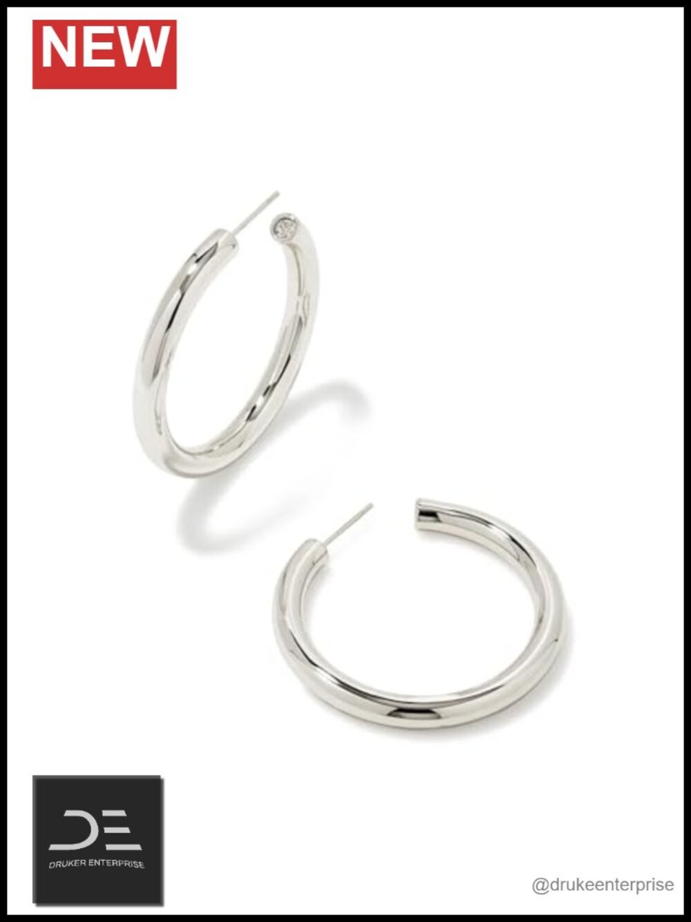 Kendra Scott Colette Large Hoop Earrings Silver 14K Post Closure